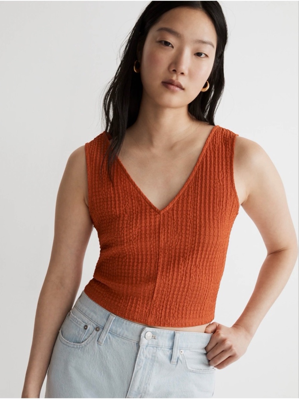 Madewell V-Neck Sleeveless Crop Top - size L NWT